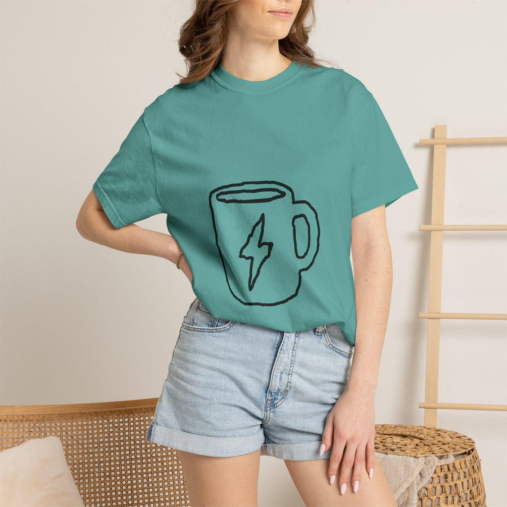 Coffee Bolt T-Shirt — Minimal Hand-Drawn Mug Graphic
