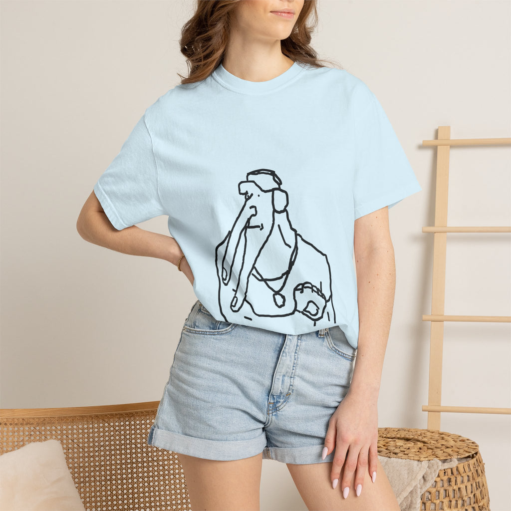 Elephant Line Art T-Shirt — Minimalist Elephant Sketch Tee