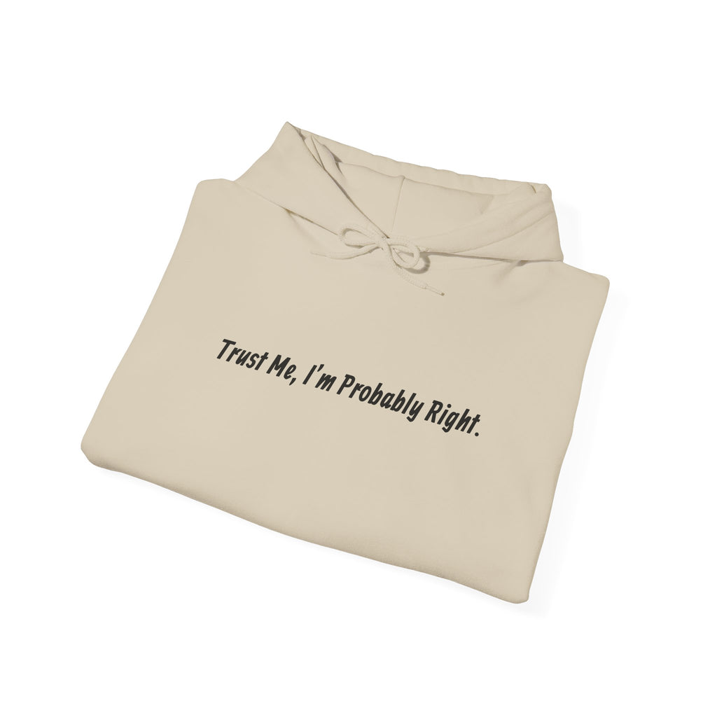 'Trust Me, I'm Probably Right.' Hoodie — Funny Minimalist Pullover for Confident & Sarcastic Style