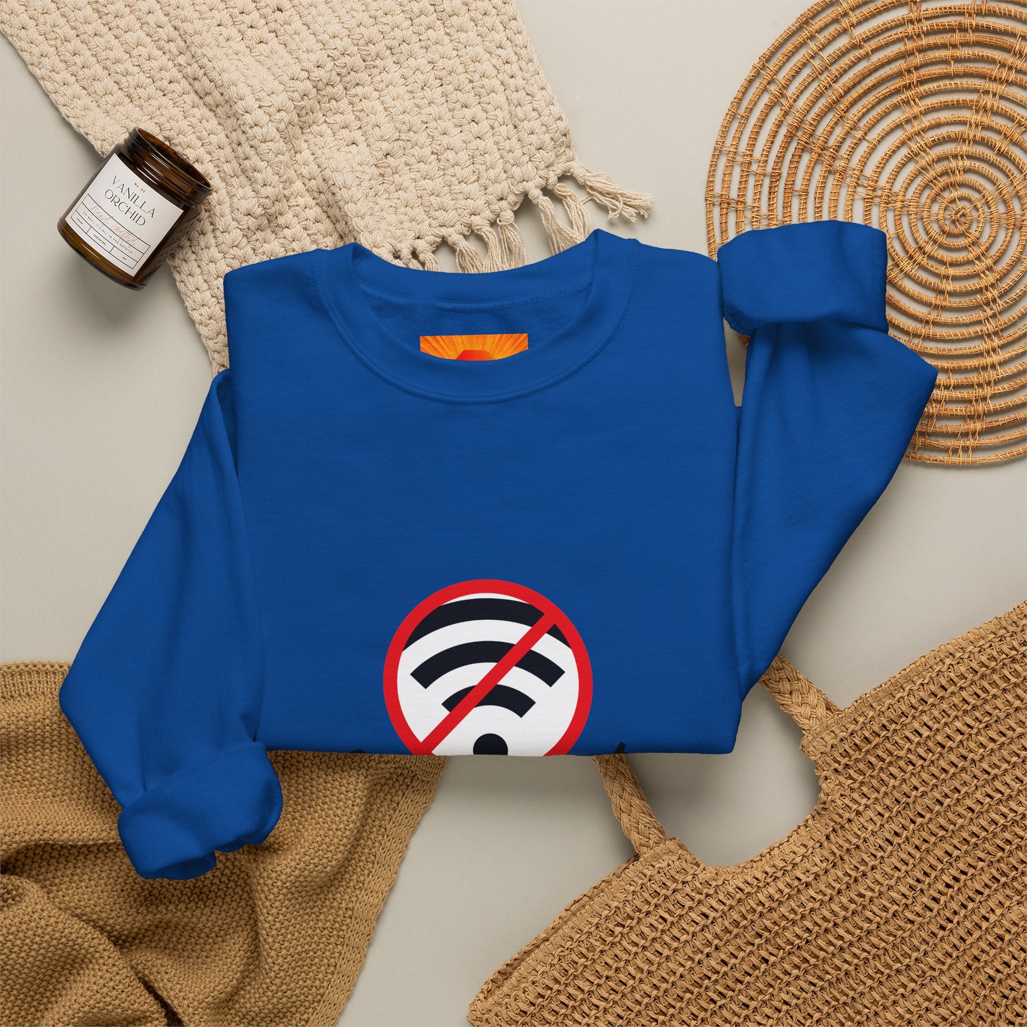 Crewneck Sweatshirt — "Connection Lost" No WiFi Retro Signal Graphic