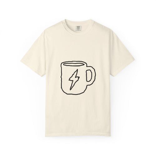Coffee Bolt T-Shirt — Minimal Hand-Drawn Mug Graphic