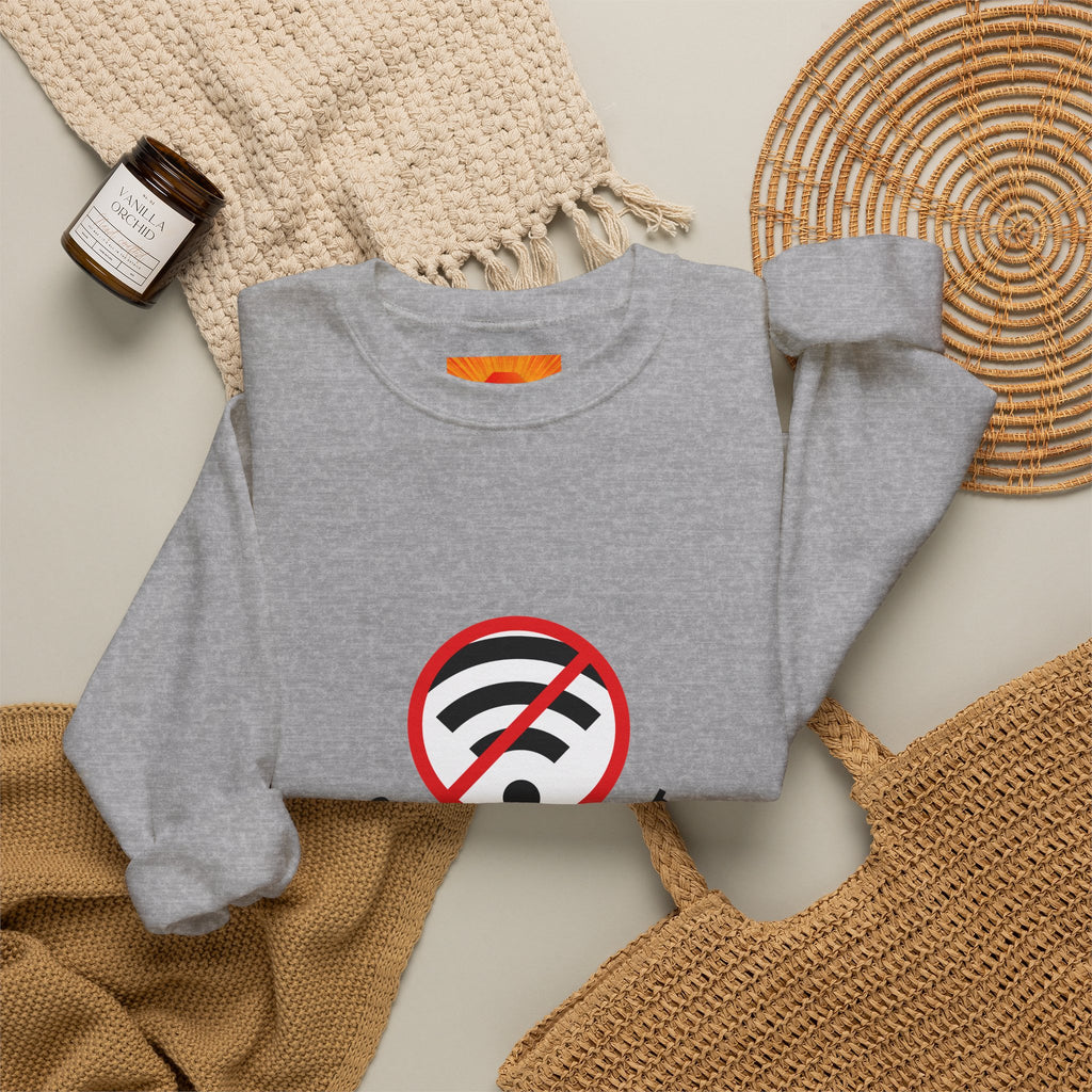 Crewneck Sweatshirt — "Connection Lost" No WiFi Retro Signal Graphic