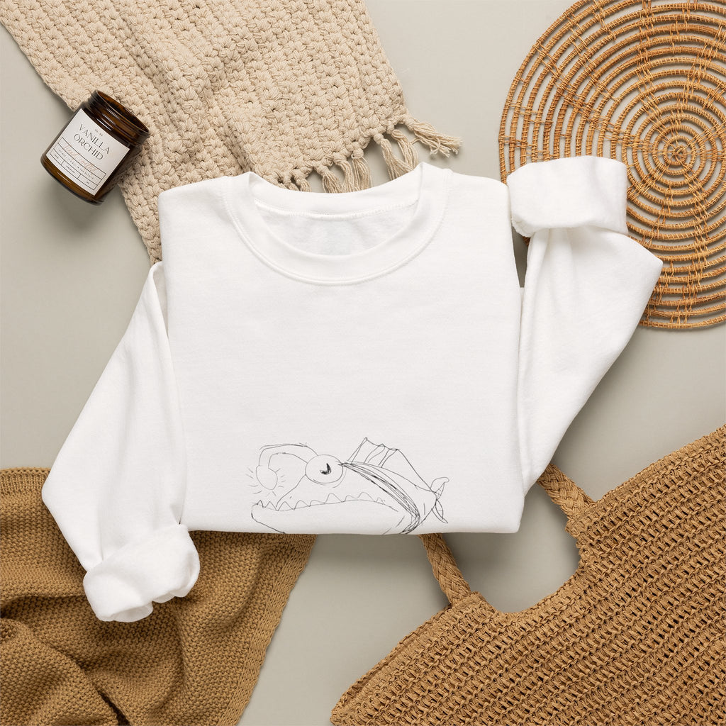 Minimal Crescent Moon Crewneck Sweatshirt — Tiny Constellation Graphic