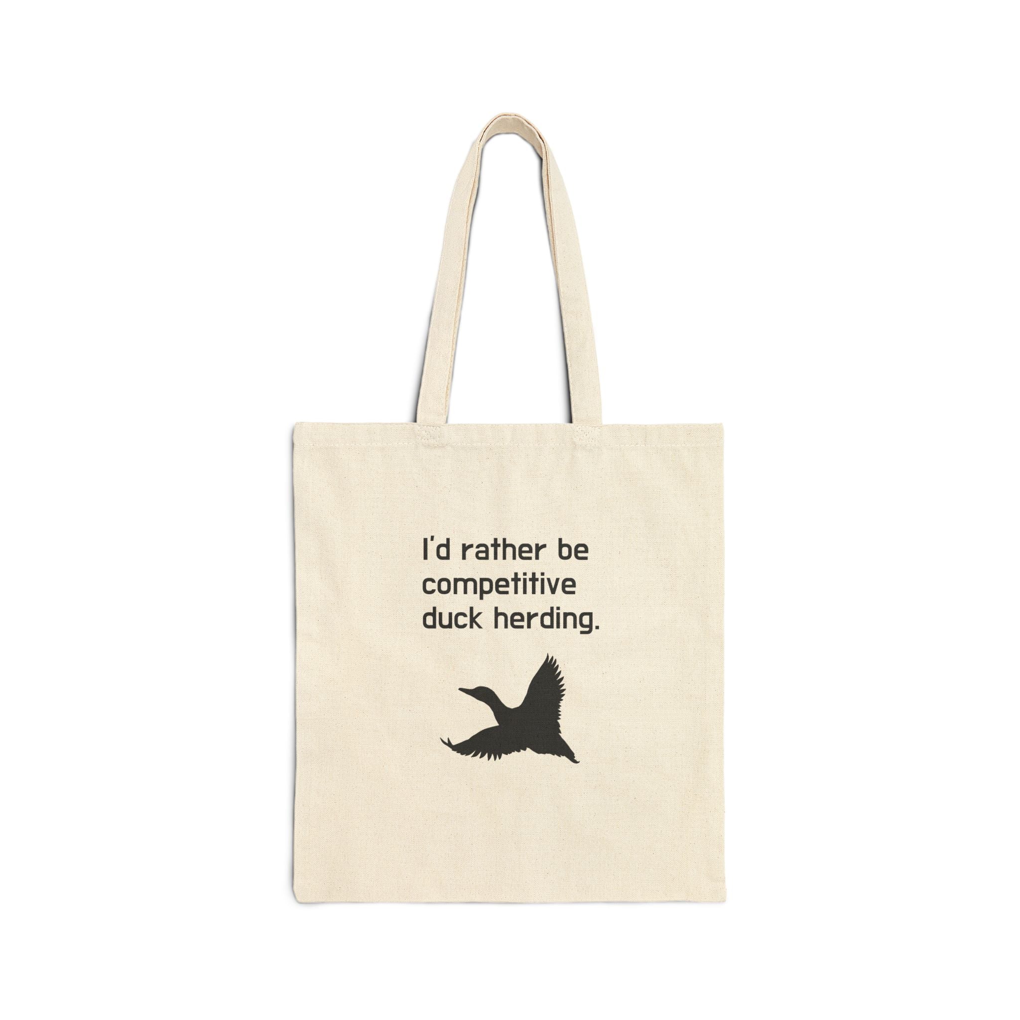 Competitive Duck Herding Tote Bag — Funny Bird Silhouette Cotton Canvas Tote