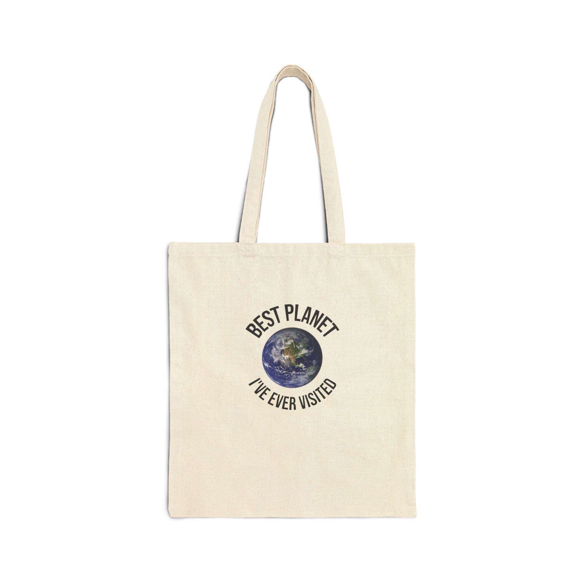 Tote Bag — "Best Planet I've Ever Visited" Earth Graphic Canvas Tote