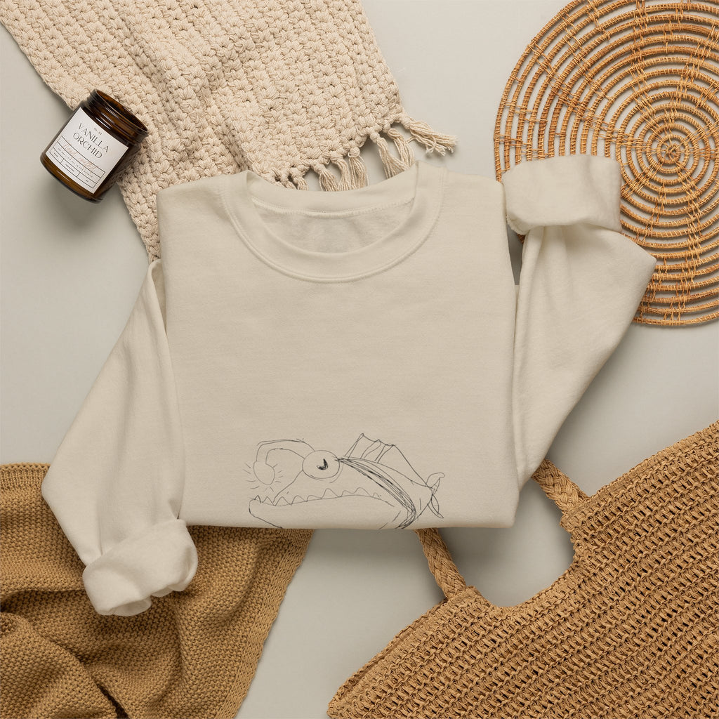 Minimal Crescent Moon Crewneck Sweatshirt — Tiny Constellation Graphic