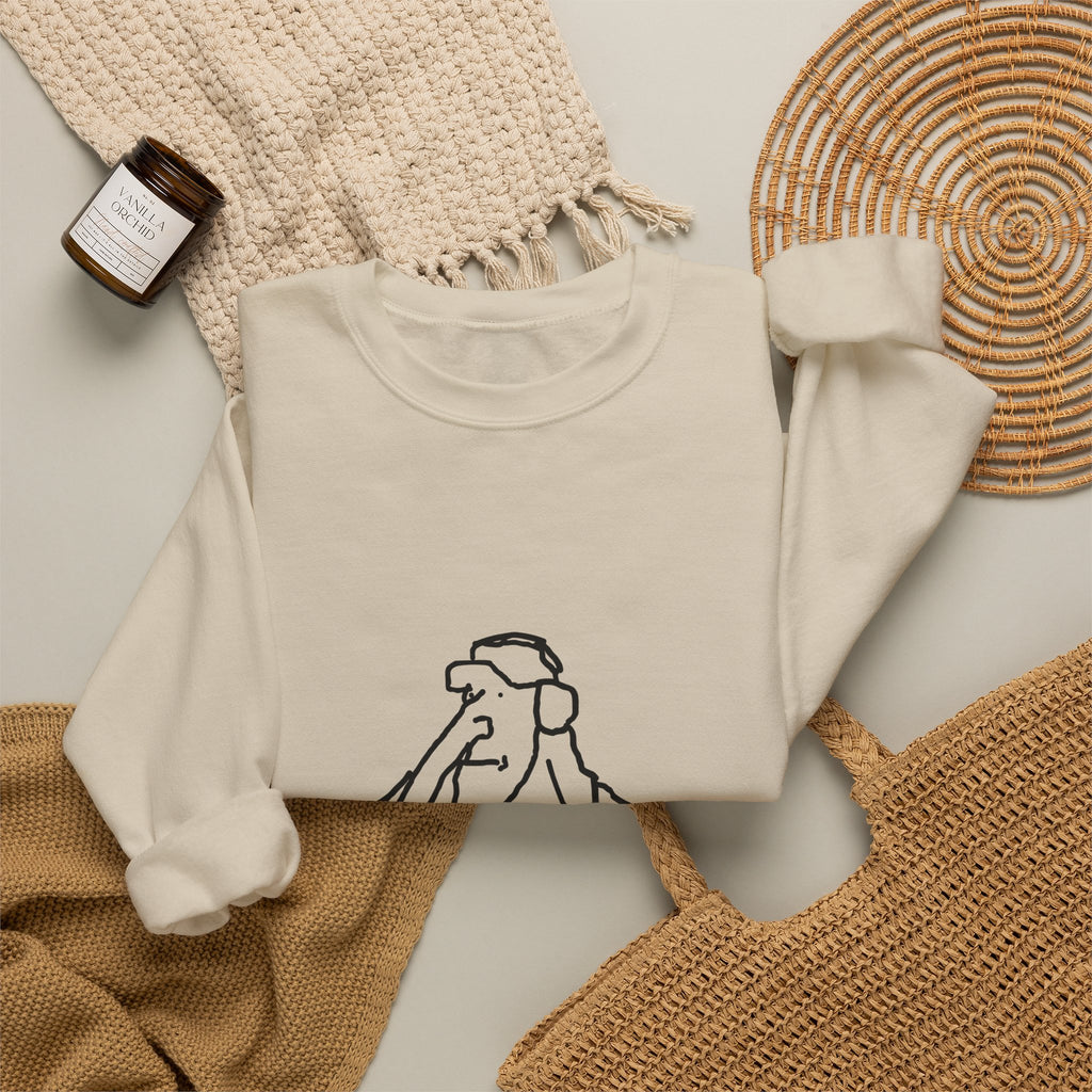 Minimal Line Art Elephant Crewneck Sweatshirt