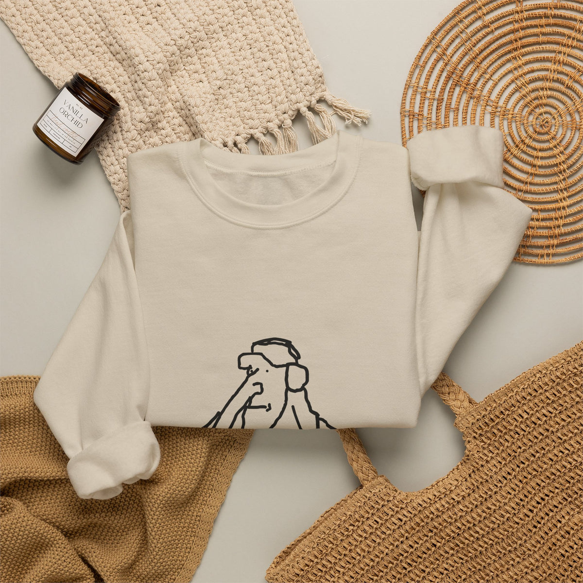Minimal Line Art Elephant Crewneck Sweatshirt
