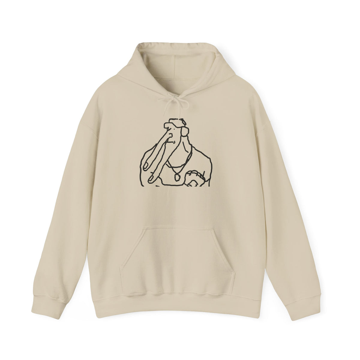 Elephant Line Art Hoodie – Minimalist Cute Elephant Sketch Sweatshirt