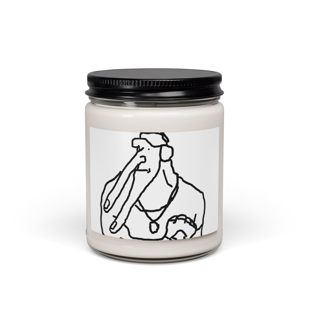 Minimalist Line Art Soy Candle — Quirky Elephant Portrait, 9oz Scented Candle
