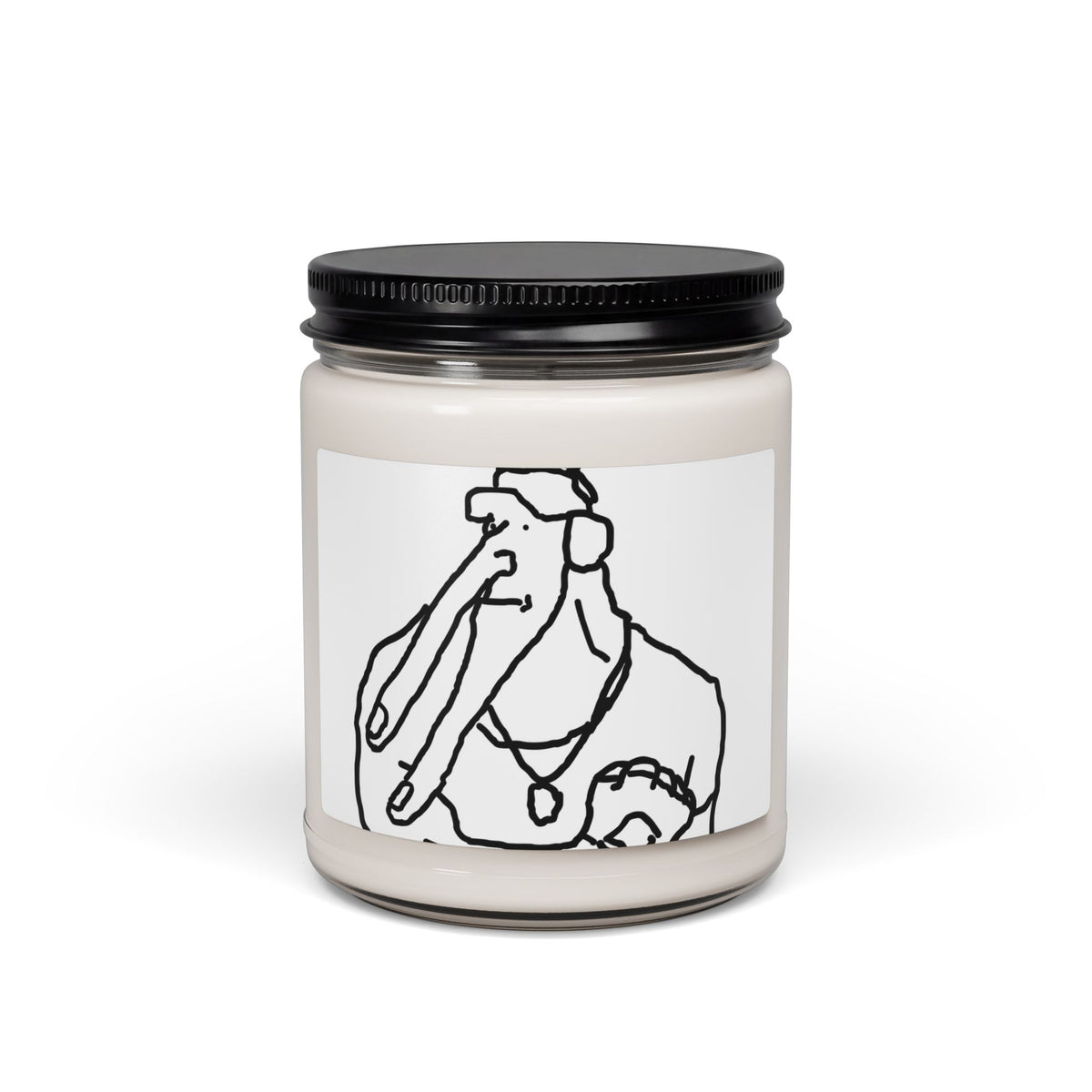 Minimalist Line Art Soy Candle — Quirky Elephant Portrait, 9oz Scented Candle
