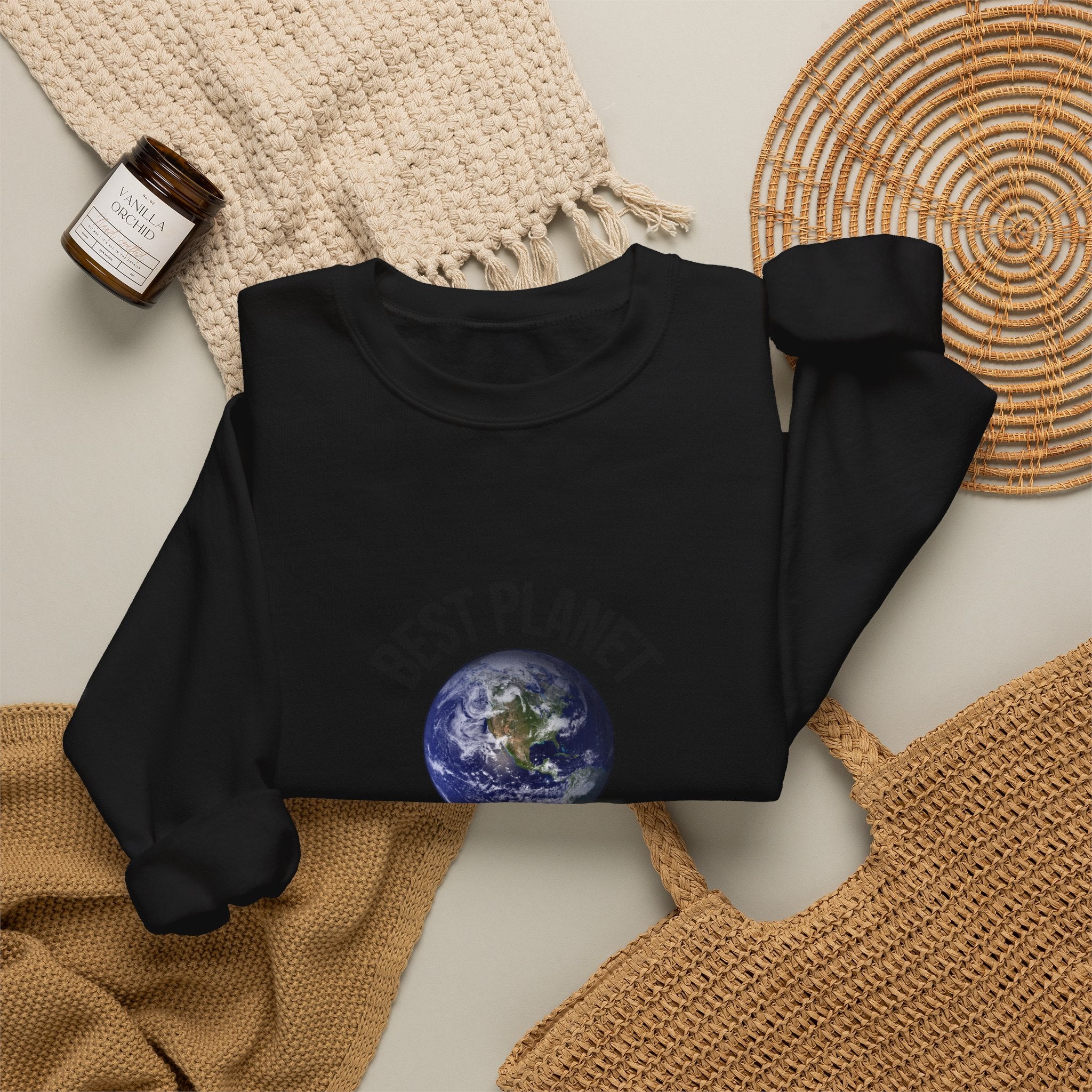 Crewneck Sweatshirt — "Best Planet I've Ever Visited" Earth Graphic