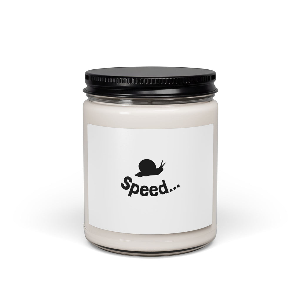 Scented Soy Candle 9oz — 'Speed...' Snail Novelty Jar Candle (Funny, Relaxing Gift)