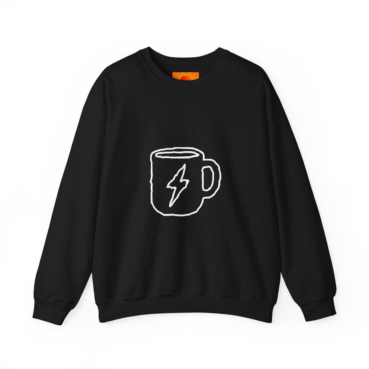 Coffee Bolt Crewneck Sweatshirt — Minimalist Lightning Mug Graphic