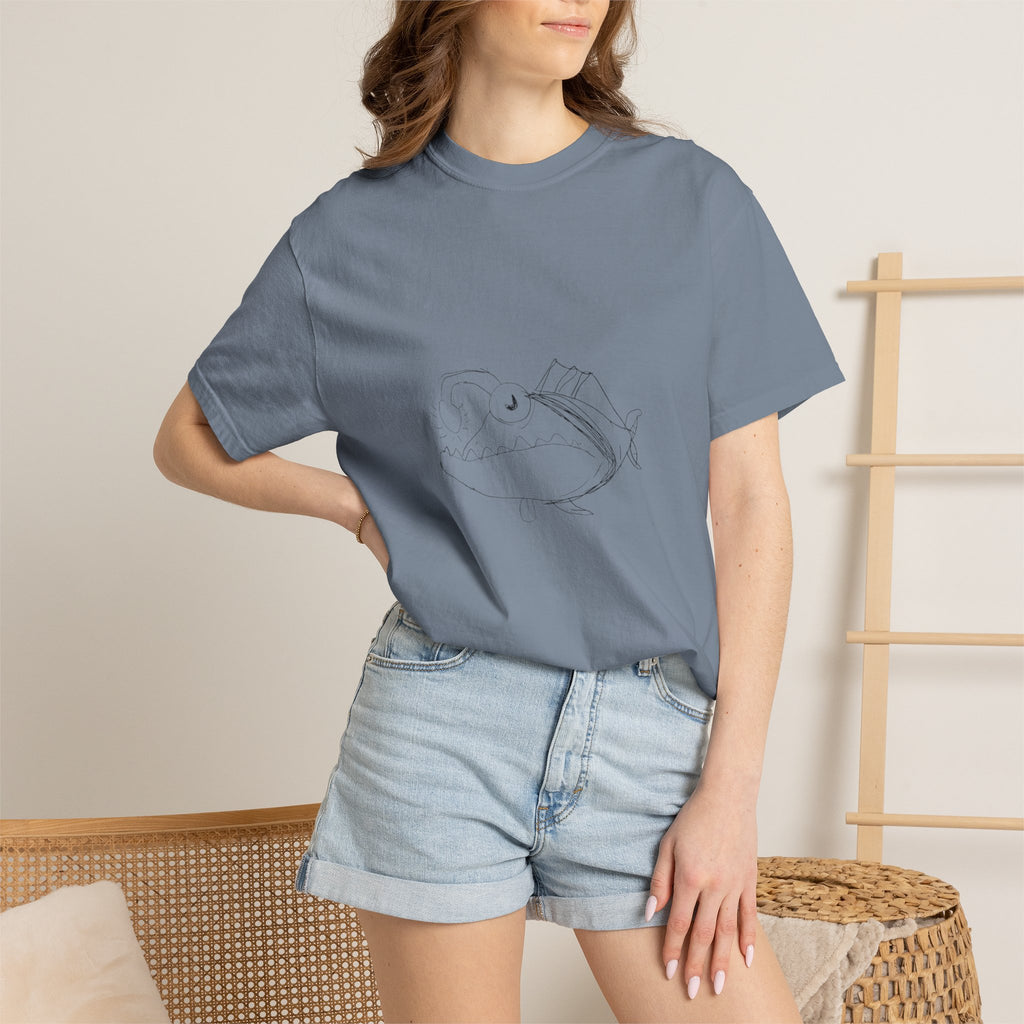 Graphic T-Shirt — Minimal Line Fish Illustration Tee