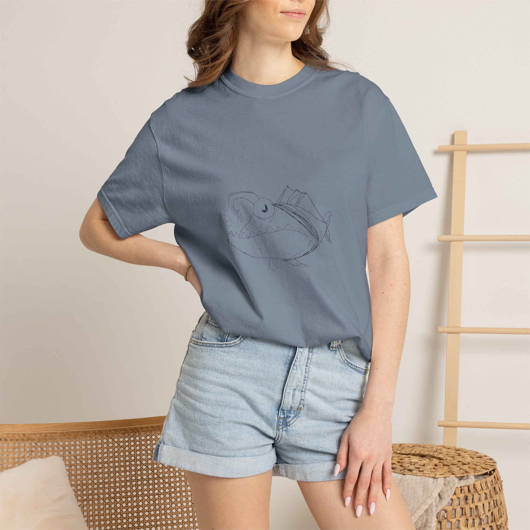 Graphic T-Shirt — Minimal Line Fish Illustration Tee