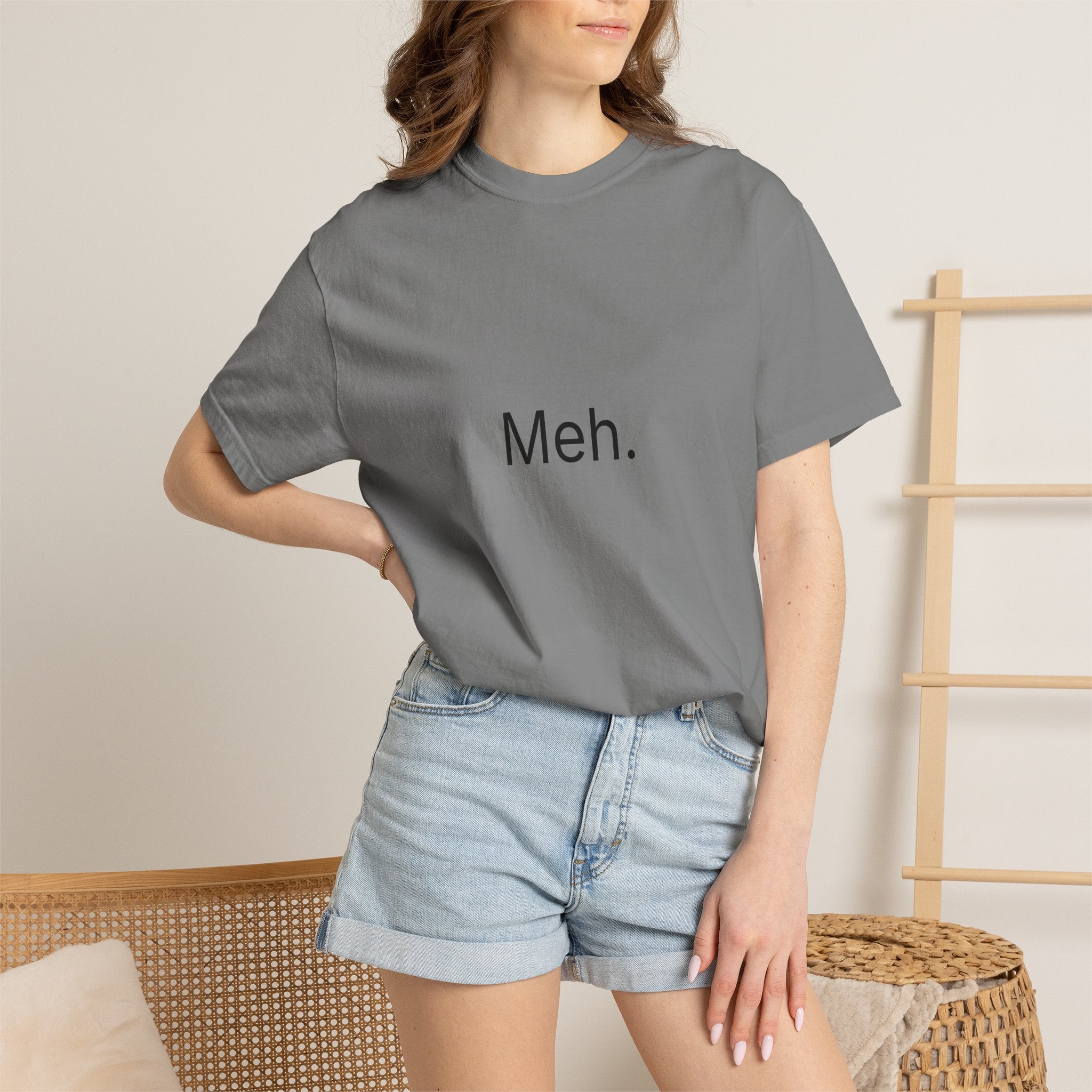 Meh. Minimalist Graphic Tee — Casual Funny Statement T-Shirt