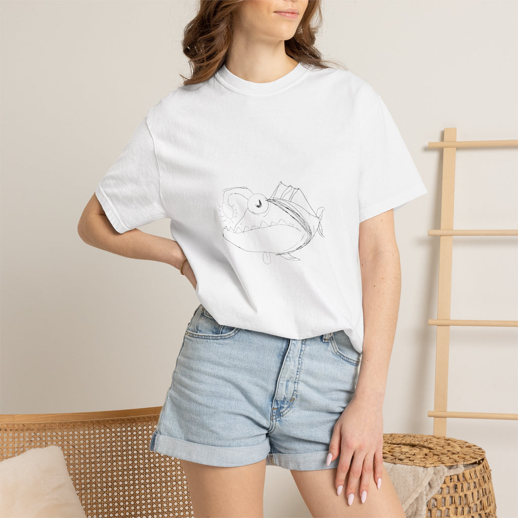 Graphic T-Shirt — Minimal Line Fish Illustration Tee