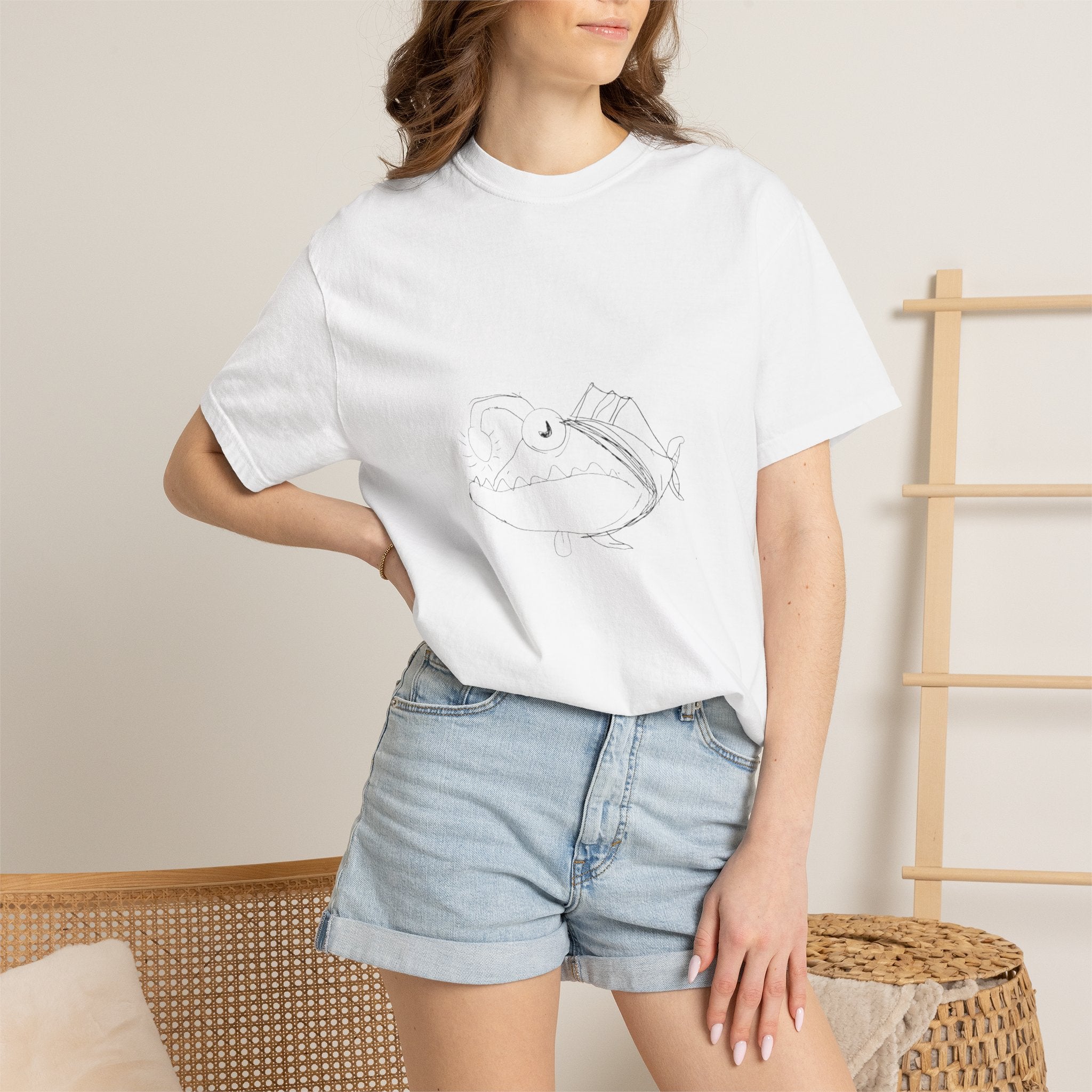 Graphic T-Shirt — Minimal Line Fish Illustration Tee