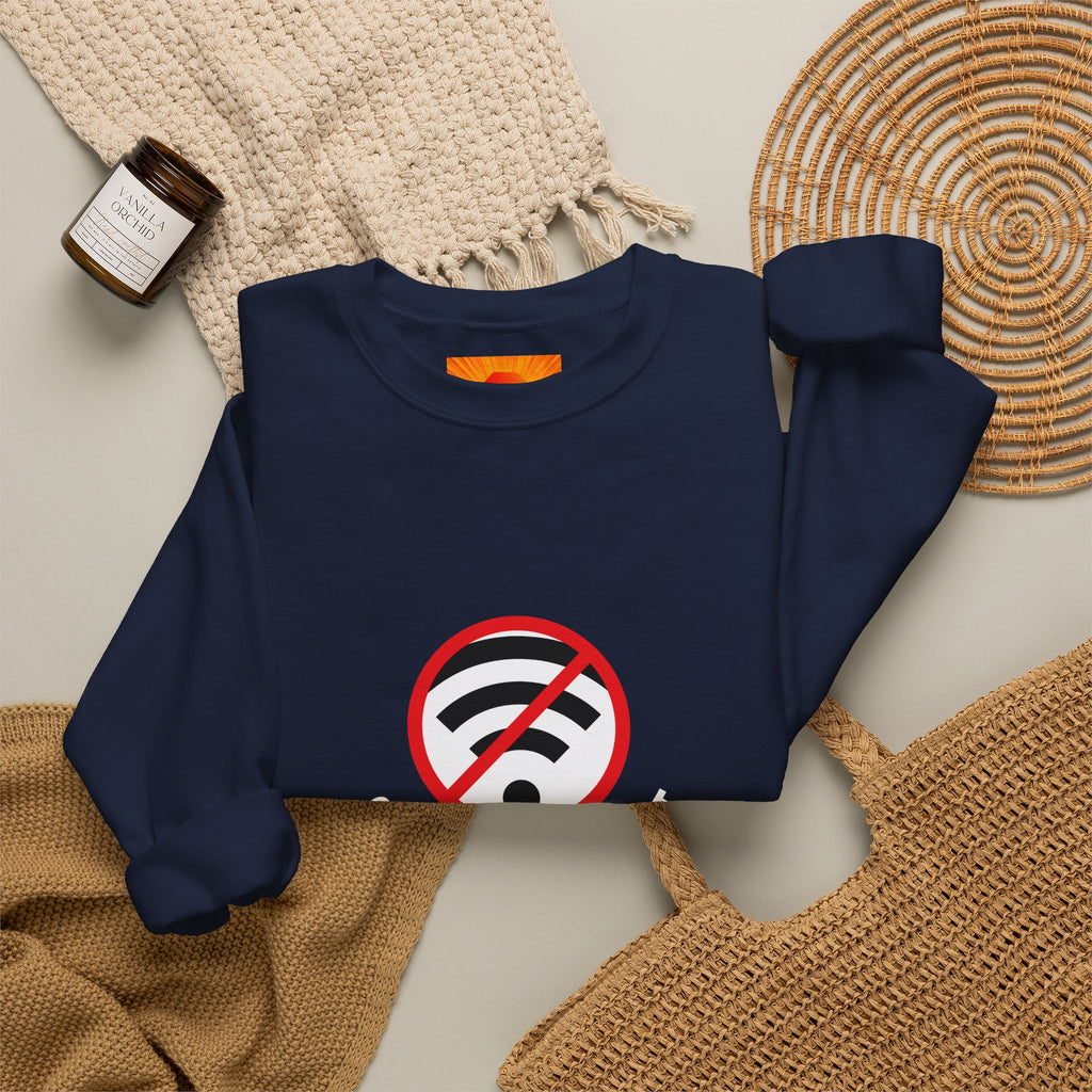 Crewneck Sweatshirt — "Connection Lost" No WiFi Retro Signal Graphic