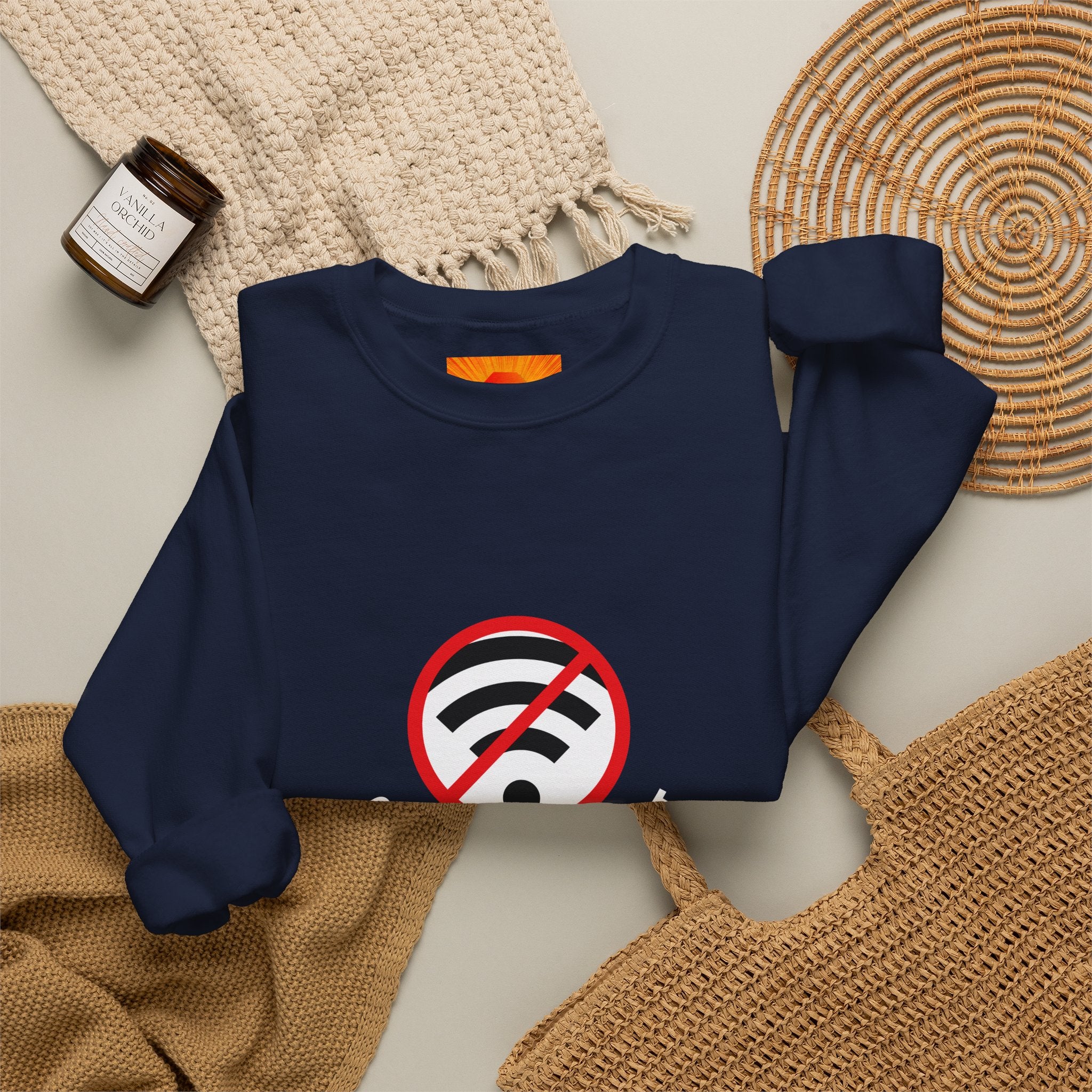Crewneck Sweatshirt — "Connection Lost" No WiFi Retro Signal Graphic