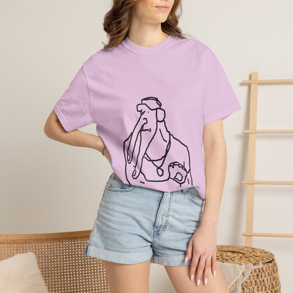 Elephant Line Art T-Shirt — Minimalist Elephant Sketch Tee