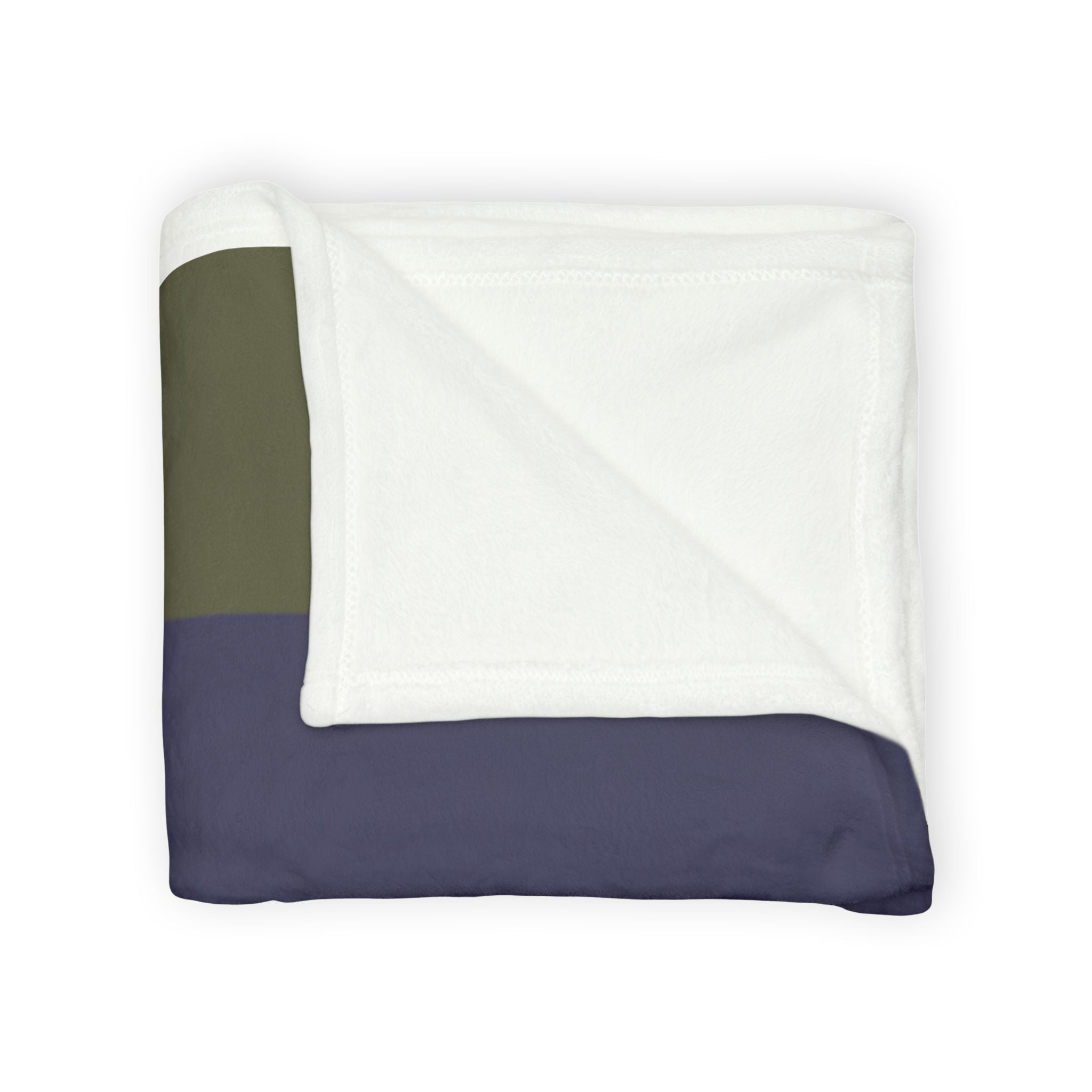 Striped Cozy Throw Blanket — Olive, Navy & Burgundy Plush Polyester