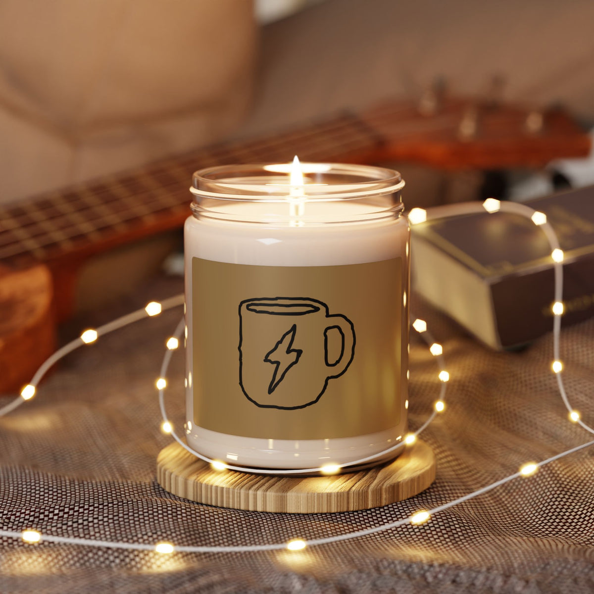 9oz Scented Soy Candle — Coffee Mug with Lightning Bolt Design
