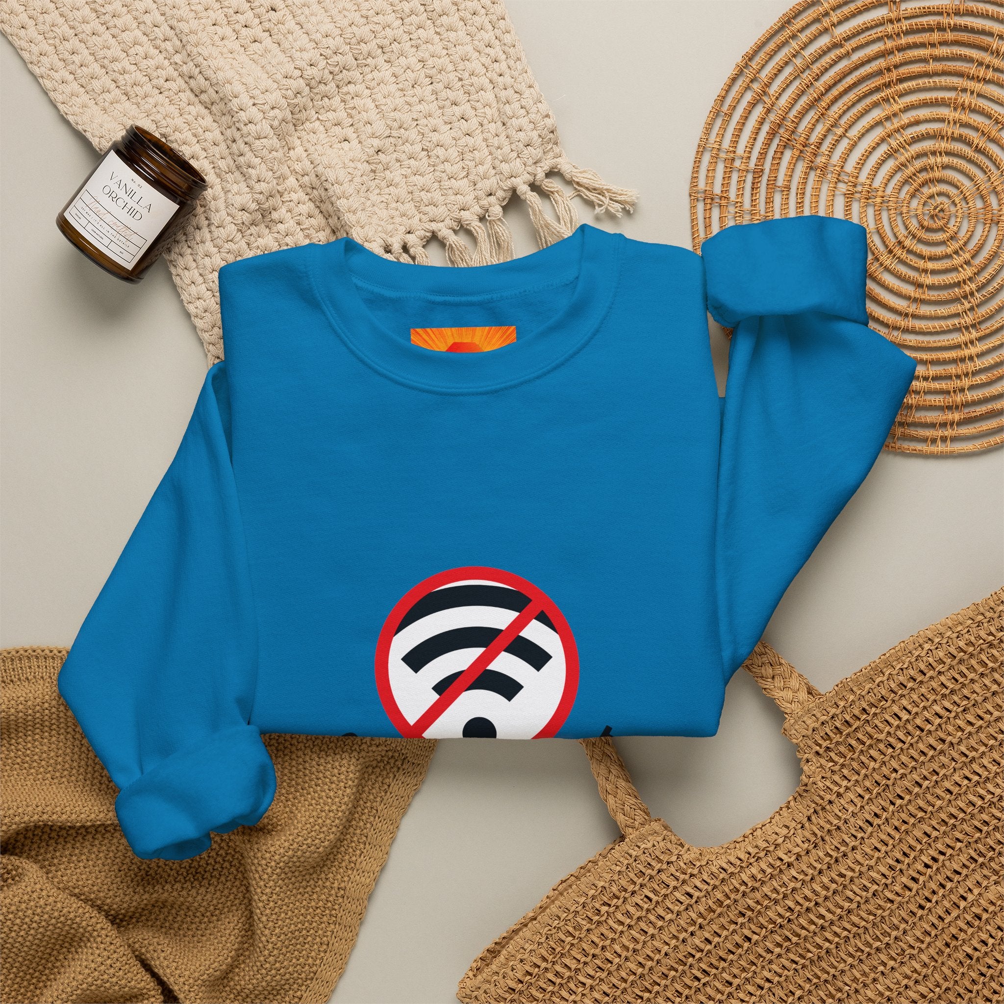 Crewneck Sweatshirt — "Connection Lost" No WiFi Retro Signal Graphic