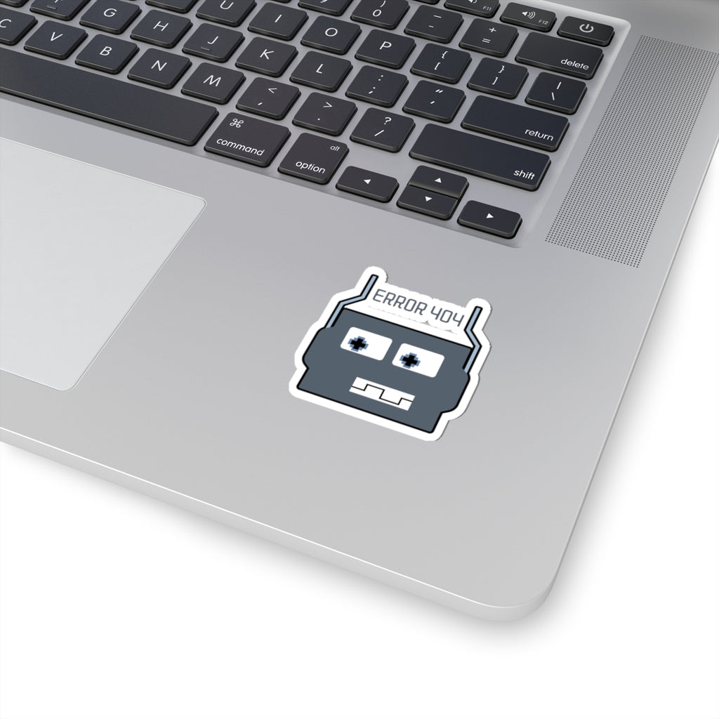 Error 404 Robot Kiss-Cut Sticker — Geeky Laptop Decal