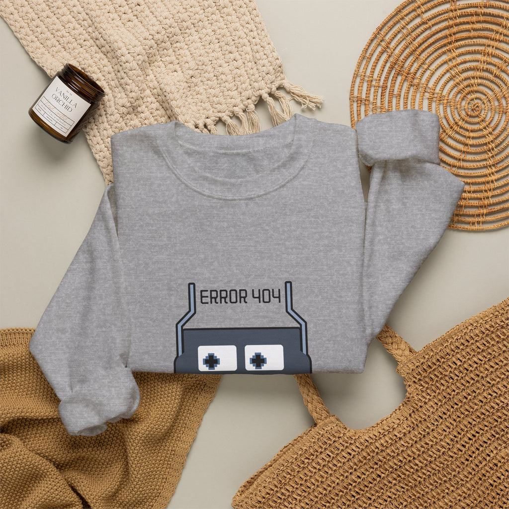 Error 404 Robot Crewneck Sweatshirt – Geeky Retro Tech Pullover