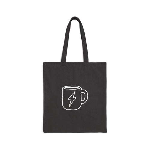 Canvas Tote Bag — Minimal Coffee Mug with Lightning Bolt Print