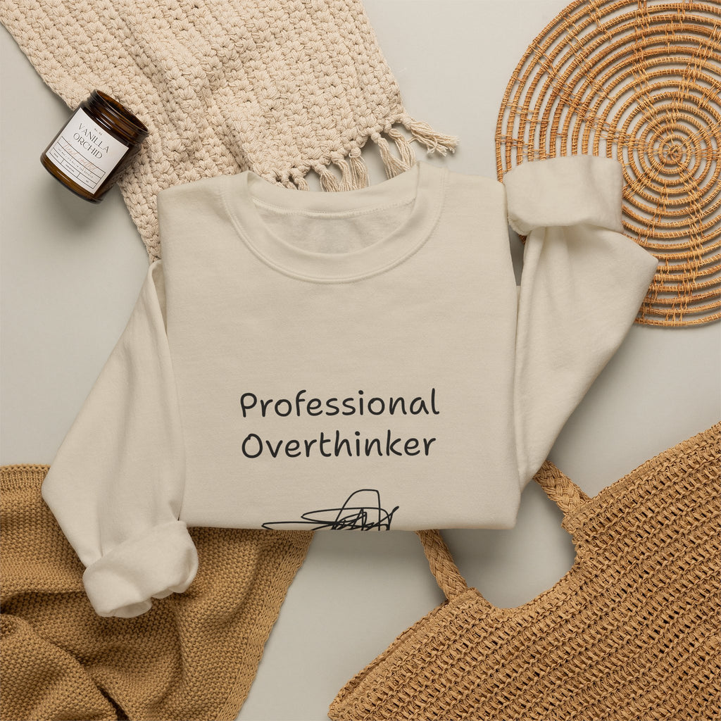 Sweatshirt — "Professional Overthinker" Minimal Graphic Crewneck