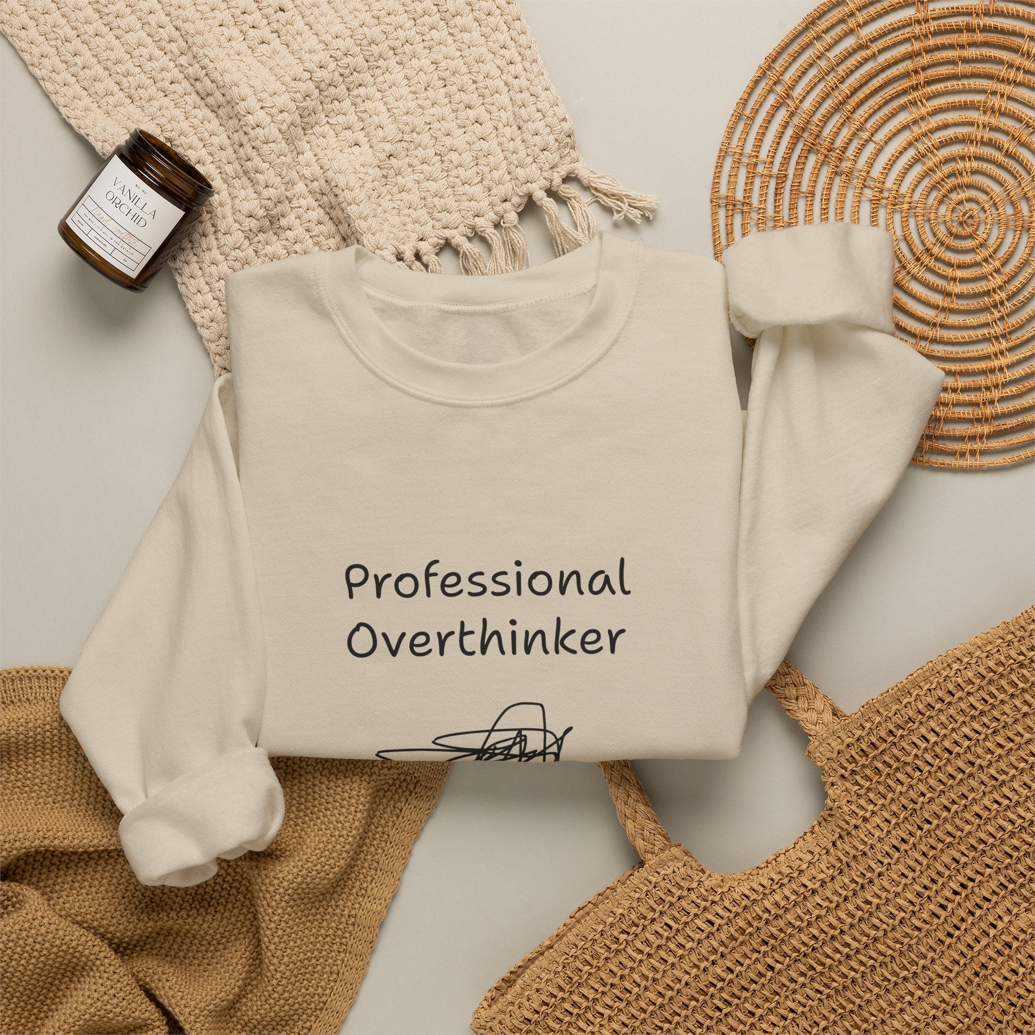 Sweatshirt — "Professional Overthinker" Minimal Graphic Crewneck